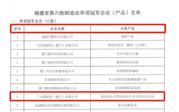 喜报｜币游国际最新官网荣获“福建省制造业单项冠军企业”